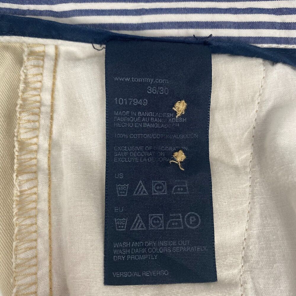 Tommy Hilfiger Pants Men's Size 36X30 Ivory Flat Front Chinos Tailored Fit - Picture 12 of 16